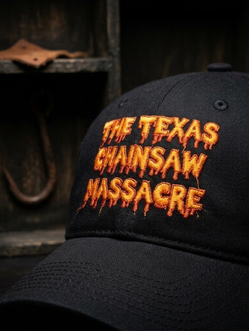 Texas Chainsaw Massacre Hat Horror Movie Black Cotton Dad Cap USA New Made 80s